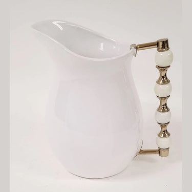 White and Gold Beaded Handle Pitcher - Exquisite Designs Home Décor 