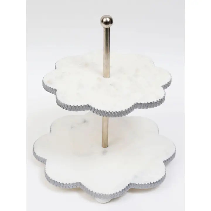 2-Tier Flower Shaped Marble Stand – Exquisite Designs Home Décor