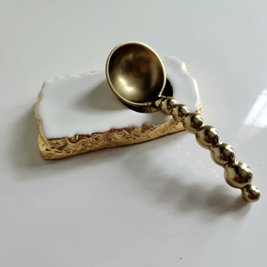 Gold Edged Marble Spoon Rest/Tea Light Candle Holder