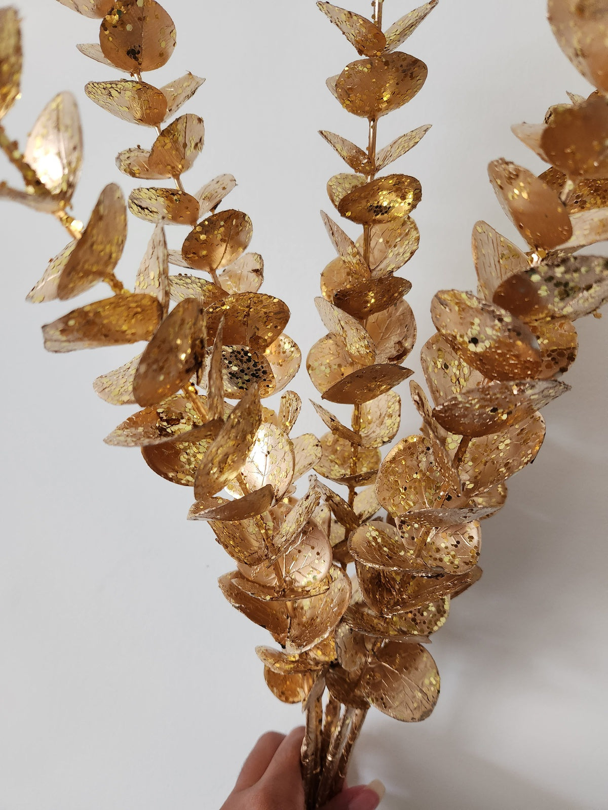 Gold Glittered Eucalyptus Bundle