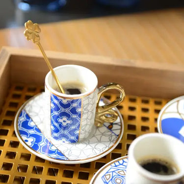 Blue & Gold Coffee Cups & Saucers