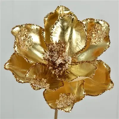 Gold Pearl Beaded Magnolia Stem