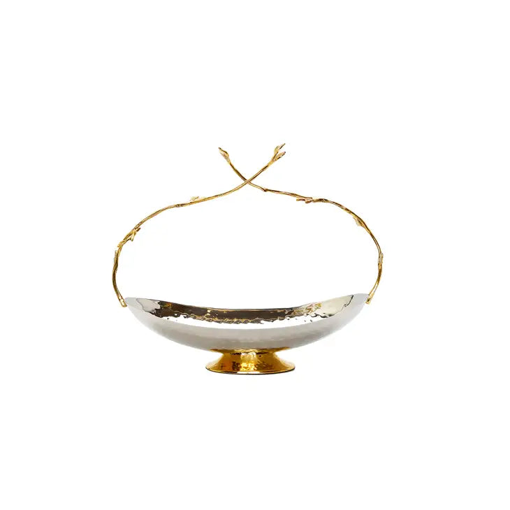 Stainless Steel Basket With Gold Twig Handle