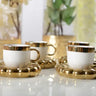 White Coffee Cups & Gold Cloud Saucers