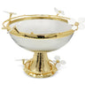 Gold Footed Glass Bowl w/Jeweled Jasmine Flower Décor