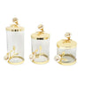 Glass Canister w/Gold Hammered Lid & White Rose Décor