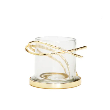 Glass Dome Candle Holder with Gold Vine Design