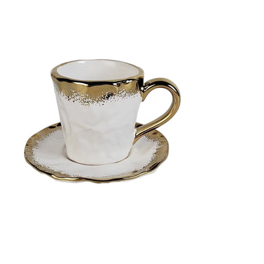 White & Gold Coffee Cup & Saucer Set