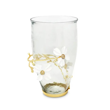 Glass Vase w/Jeweled Jasmine Flower Décor