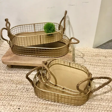 Gold Oval Wire Basket Set of 4
