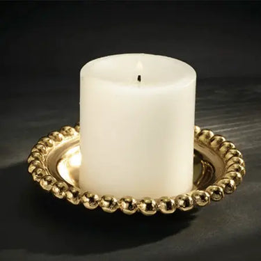 Gold Beaded Candle Holder/Coaster/Tray