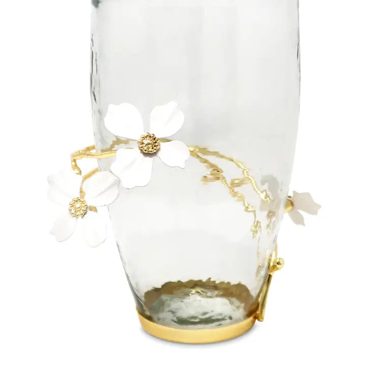 Glass Vase w/Jeweled Jasmine Flower Décor