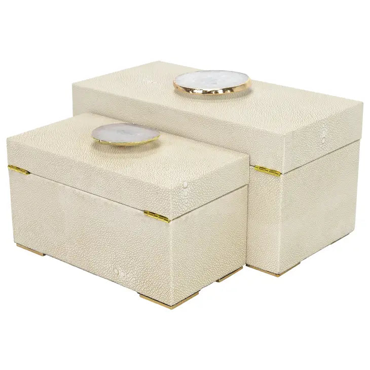 Decorative Boxes w/Agate Decor Set of 2