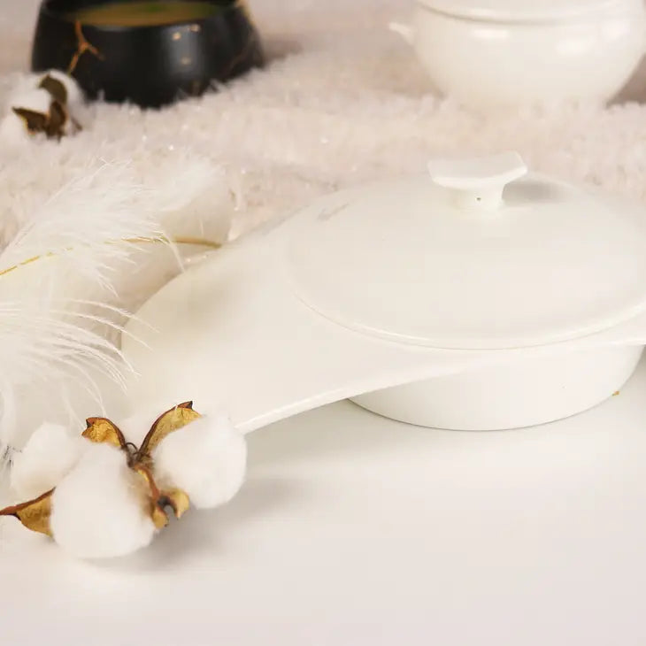 White Ceramic Soup Bowl With Lid Set of 4