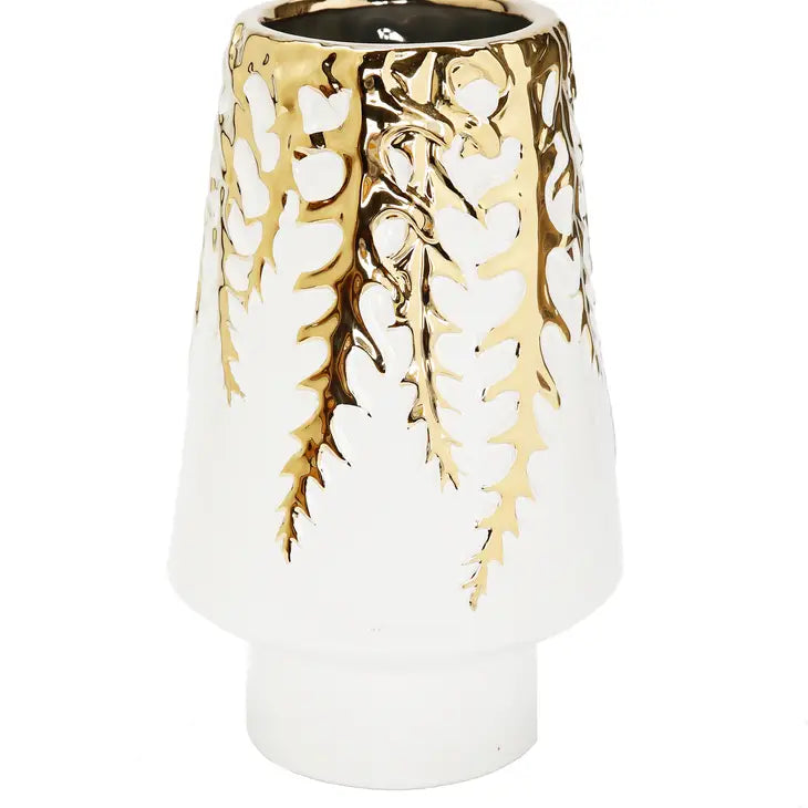 White Vase w/Gold Branch Design