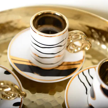 White & Gold Coffee Cups & Saucers