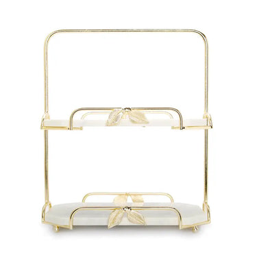 2-Tier Gold Leaf Marble Stand