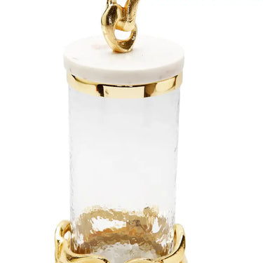 Glass Canister w/Gold Knot Décor & Marble Lid