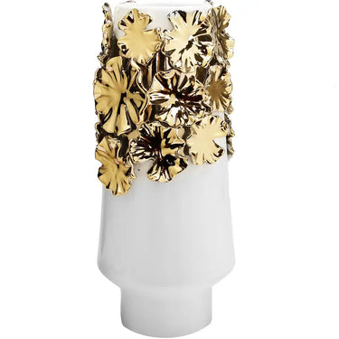 White Vase w/Gold Flower Design