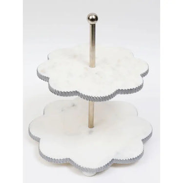 2-Tier Flower Shaped Marble Stand