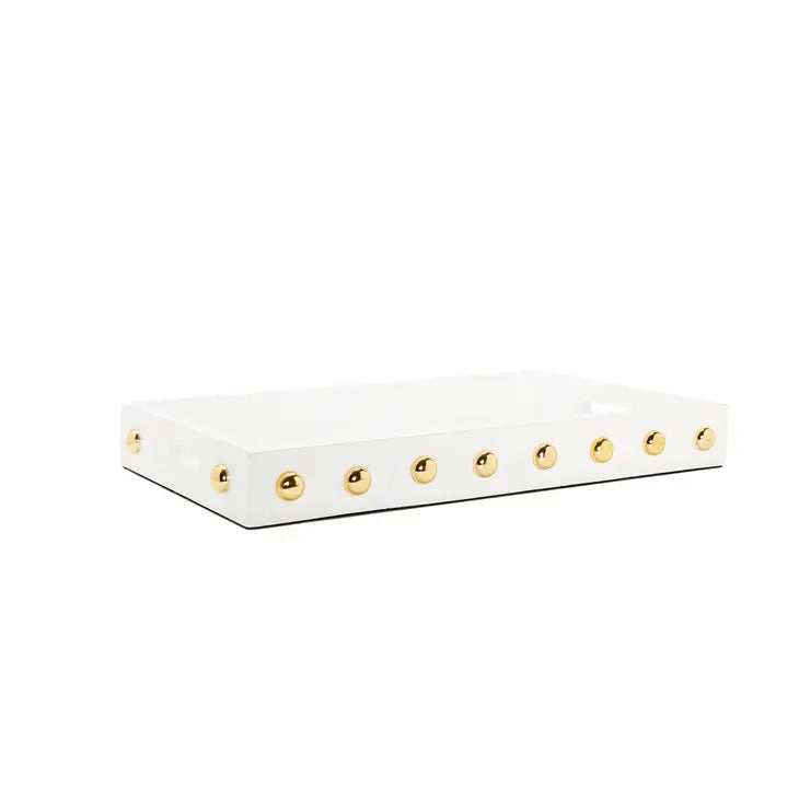 Wooden Tray w/Gold Studded Border