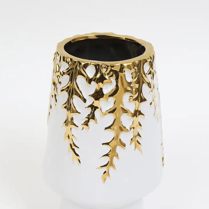 White Vase w/Gold Branch Design