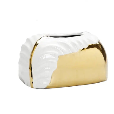 White & Gold Ceramic Tissue Box