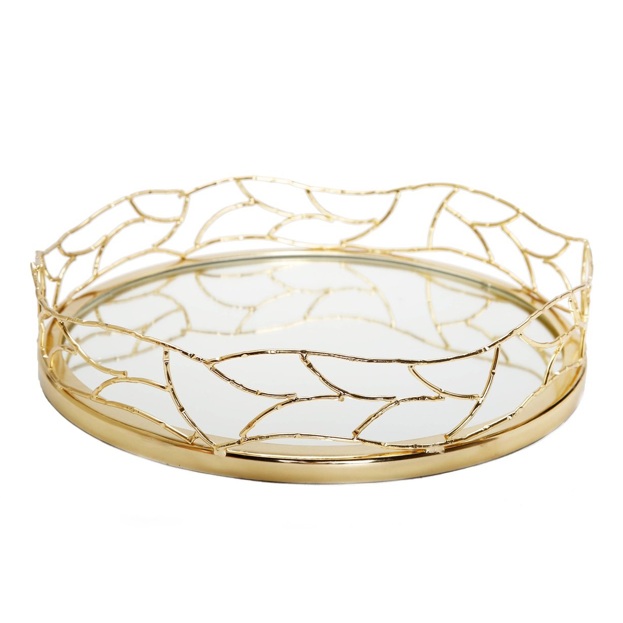 Gold Round Mirrored Tray - Exquisite Designs Home Décor 