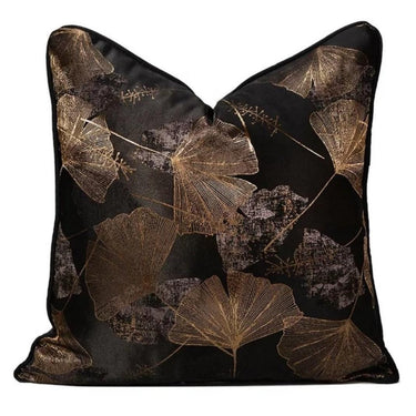 Gold Ginkgo Leaf Throw Pillow - Exquisite Designs Home Décor 