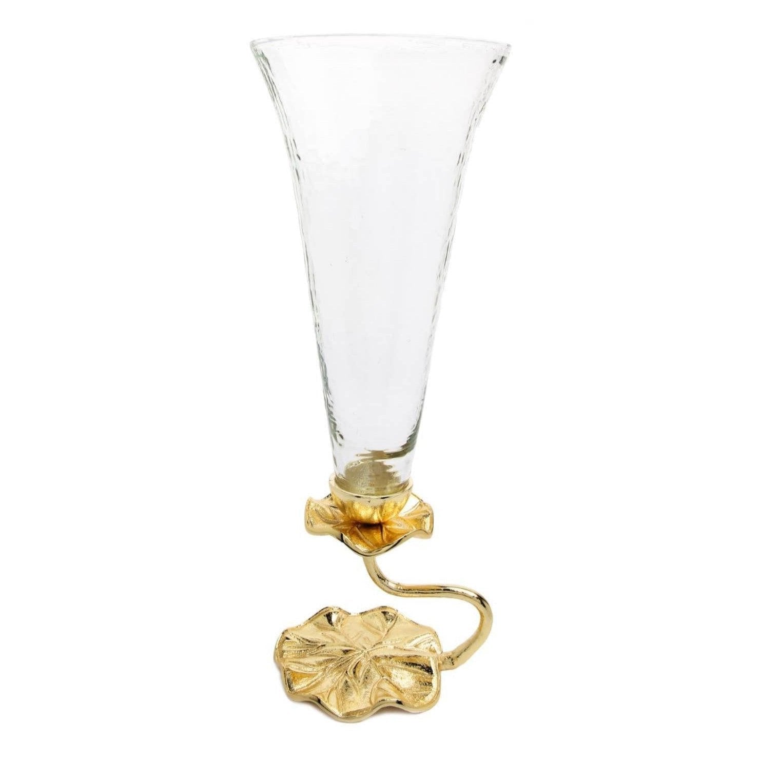 Glass Vase With Gold Lotus Flower Base - Exquisite Designs Home Décor 