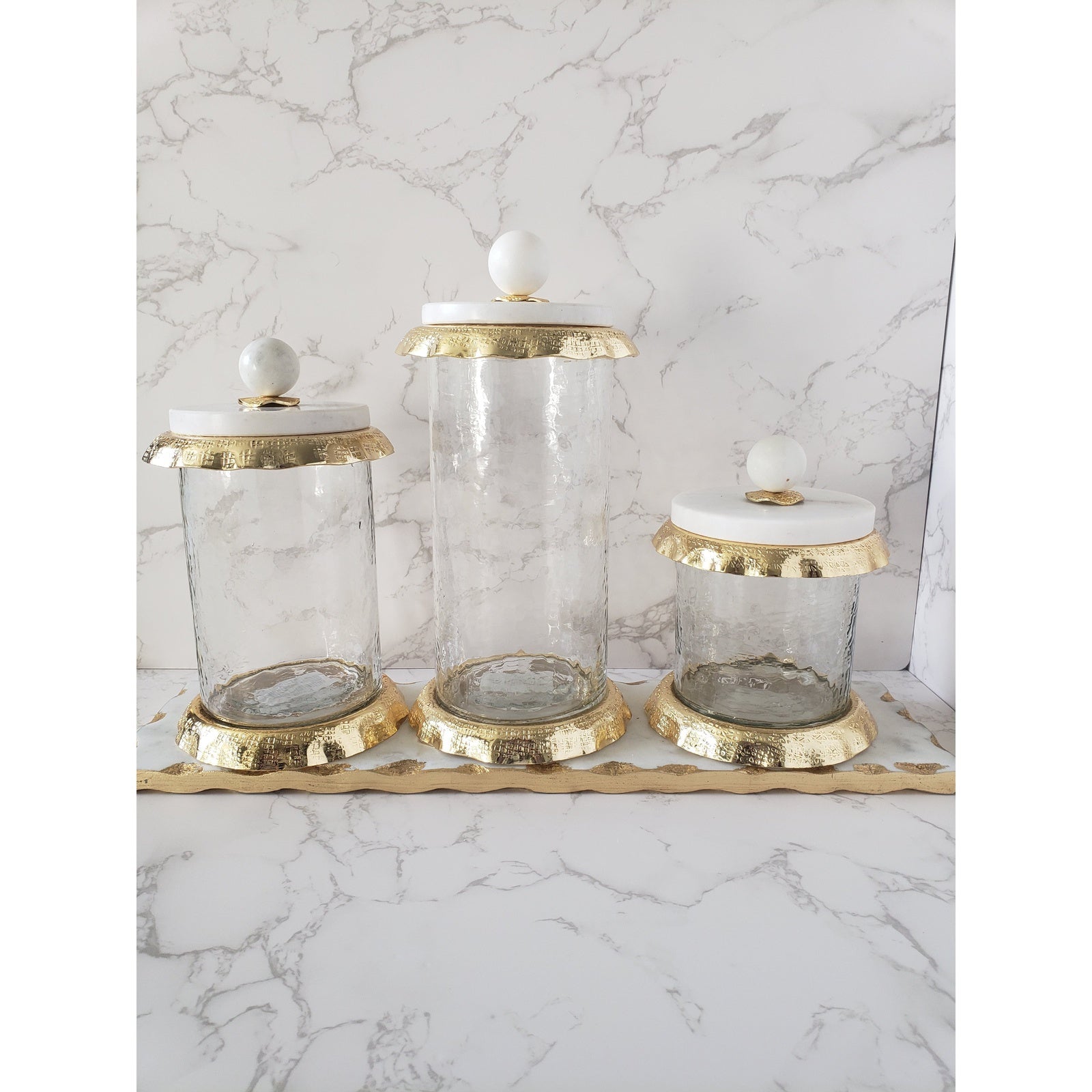 Rectangular Marble Tray w// Gold Edge - Exquisite Designs Home Décor 