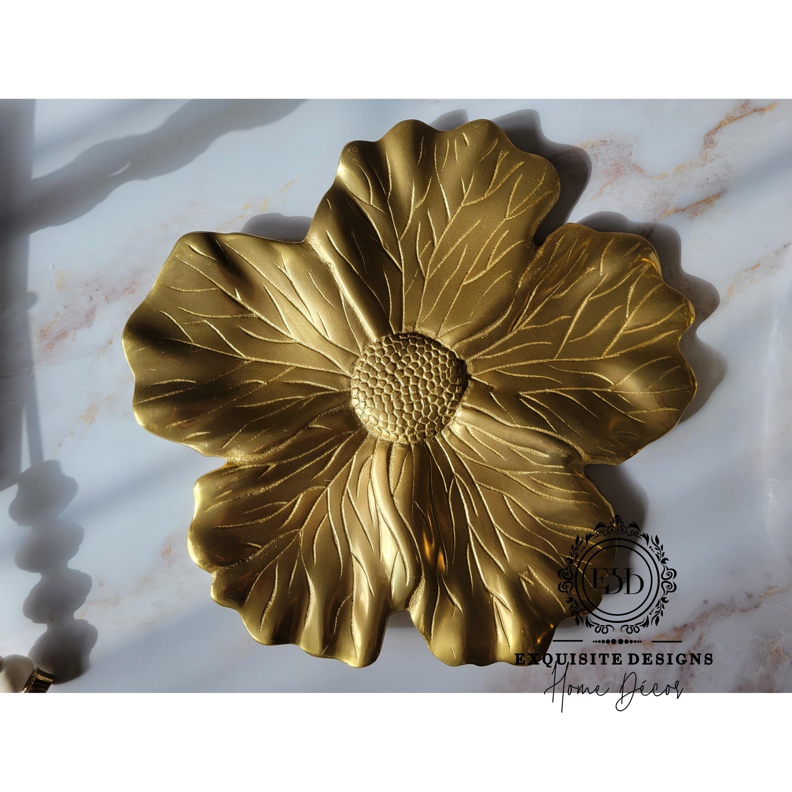 Gilded Flower Tray - Exquisite Designs Home Décor 