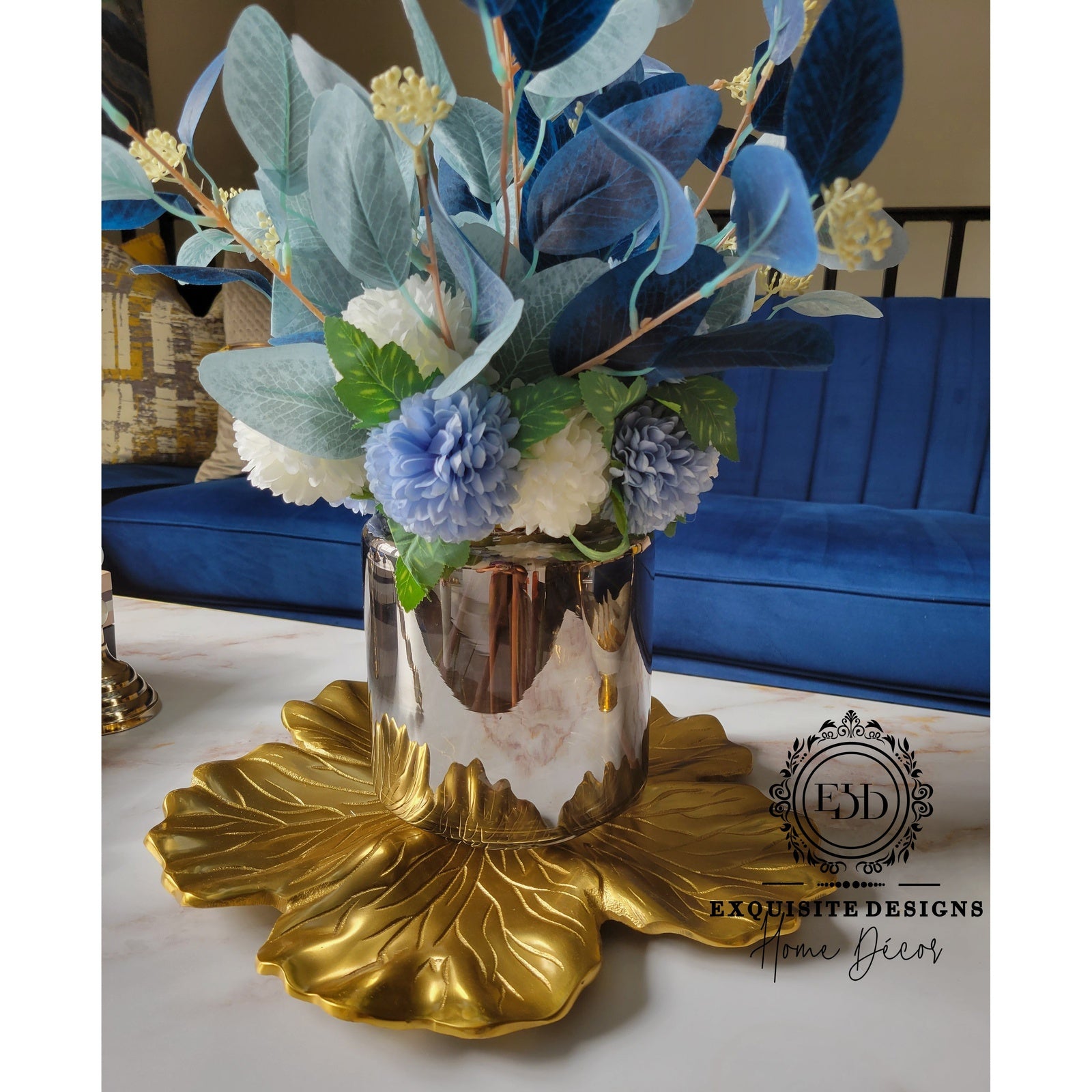 Gilded Flower Tray - Exquisite Designs Home Décor 