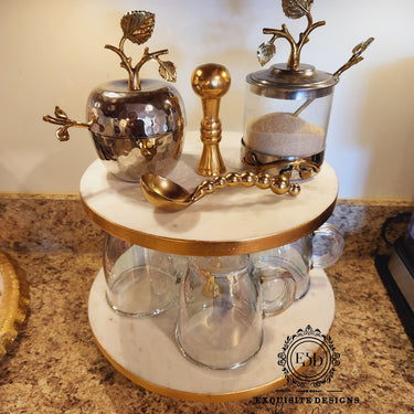 2 Tier Marble Cake Stand - Exquisite Designs Home Décor 