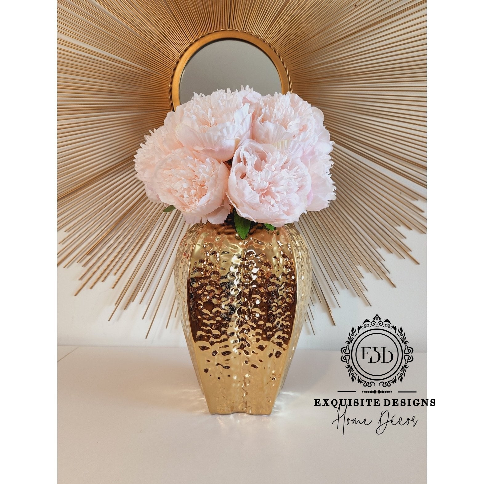 Gold Textured Vase - Exquisite Designs Home Décor 