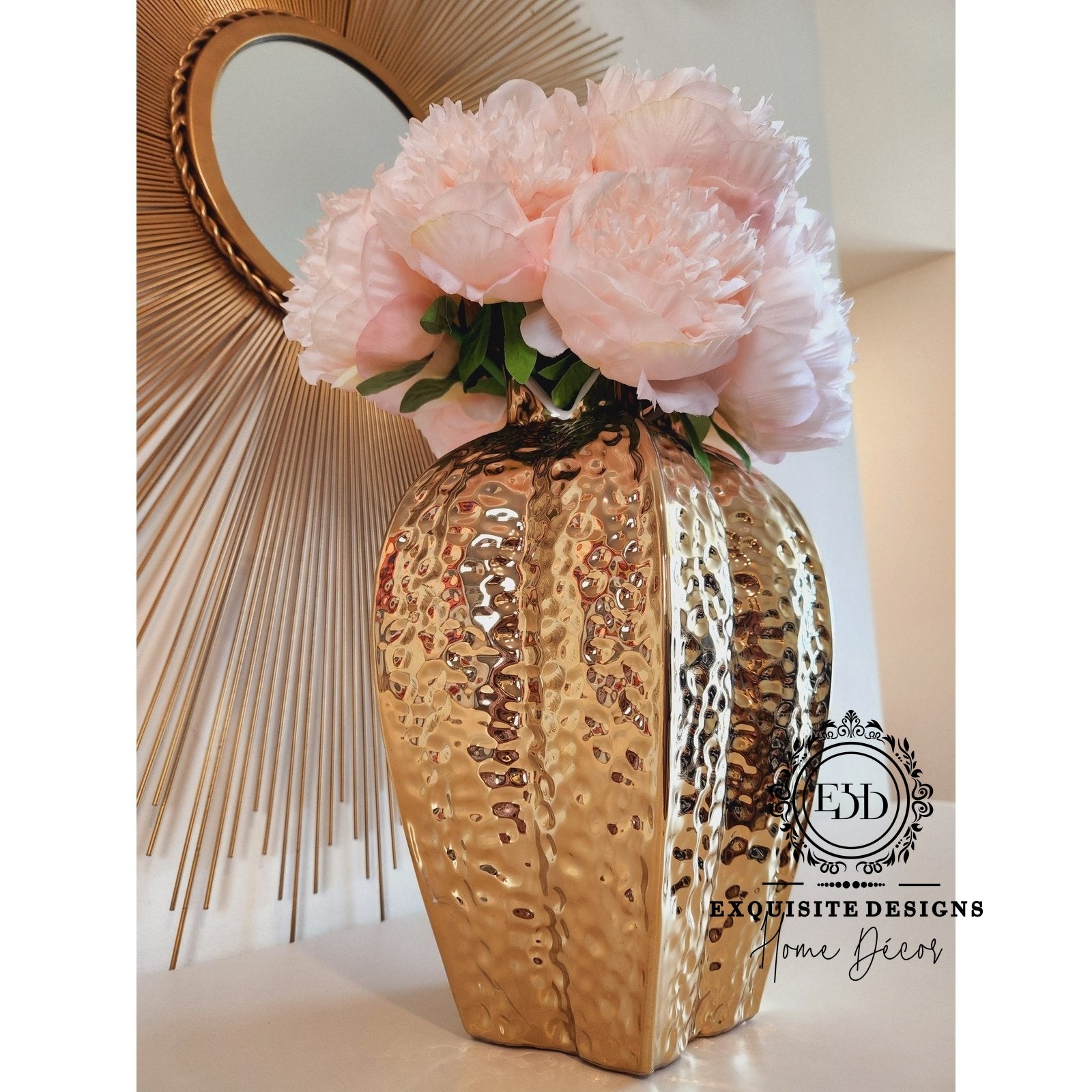 Gold Textured Vase - Exquisite Designs Home Décor 