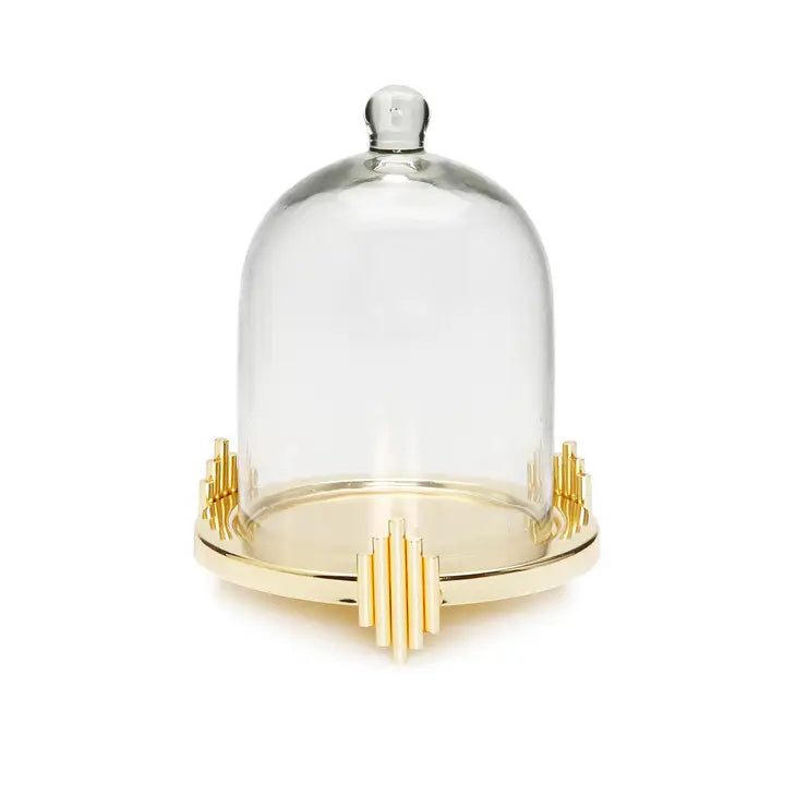 Glass Dome Candle Holder with Gold Symmetrical Base