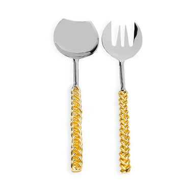 Salad Servers Set with Gold Braided Handles