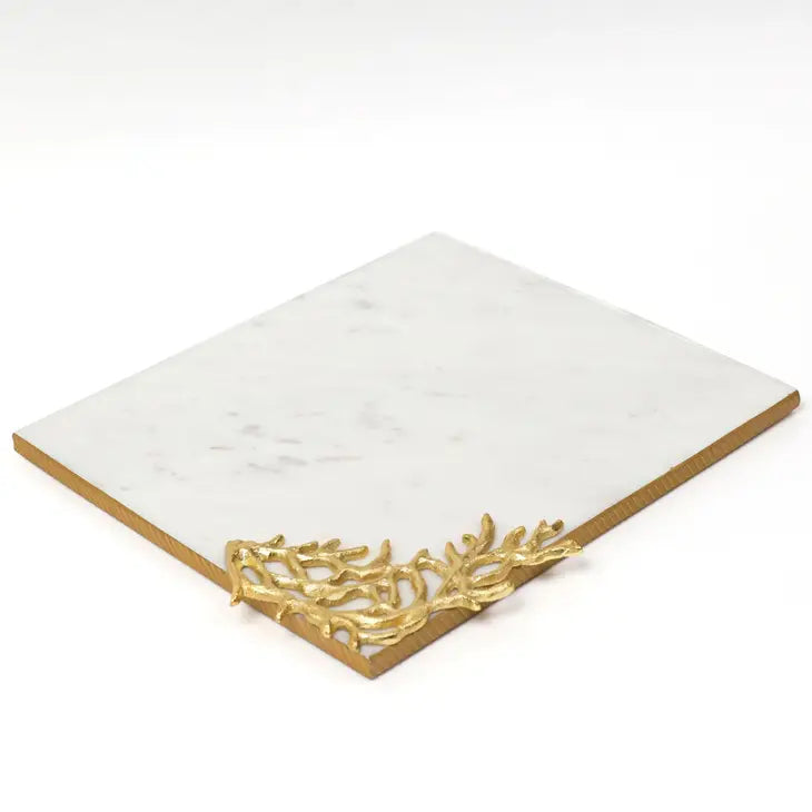 Rectangular Marble Tray w/Branch Decor - Exquisite Designs Home Décor 