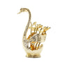 Gold Swan Dessert Spoon Holder w/6 Spoons