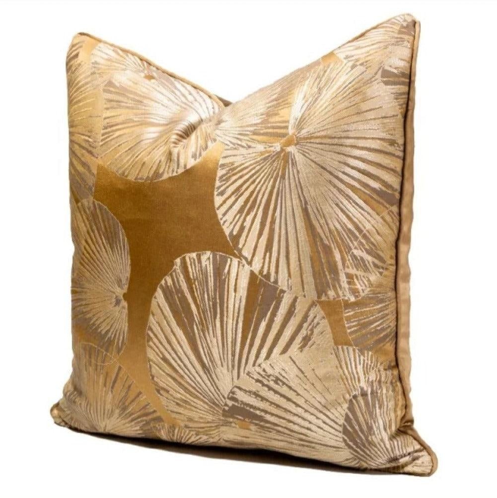 Gold Evantail Throw Pillow - Exquisite Designs Home Décor 