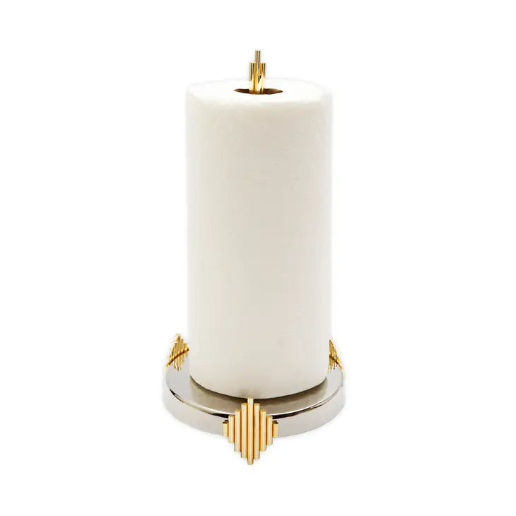 Stainless Steel Paper Towel Holder w/Gold Décor