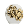 White Round Ceramic Vase w/Gold Floral Detail - Exquisite Designs Home Décor 
