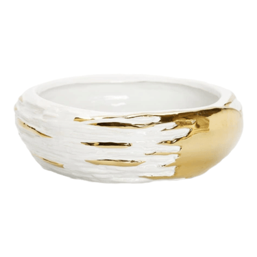 White and Gold Brushed Bowl - Exquisite Designs Home Décor 