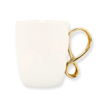 White Mug w/Gold Infinity Handle Set - Exquisite Designs Home Décor 