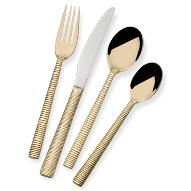 16pc Forged Gold Plated Flatware Set - Exquisite Designs Home Décor 