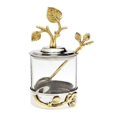 Leaf Jar With Spoon - Exquisite Designs Home Décor 