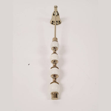 Candle Snuffer W/White and Gold Beaded Handle - Exquisite Designs Home Décor 