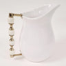 White and Gold Beaded Handle Pitcher - Exquisite Designs Home Décor 