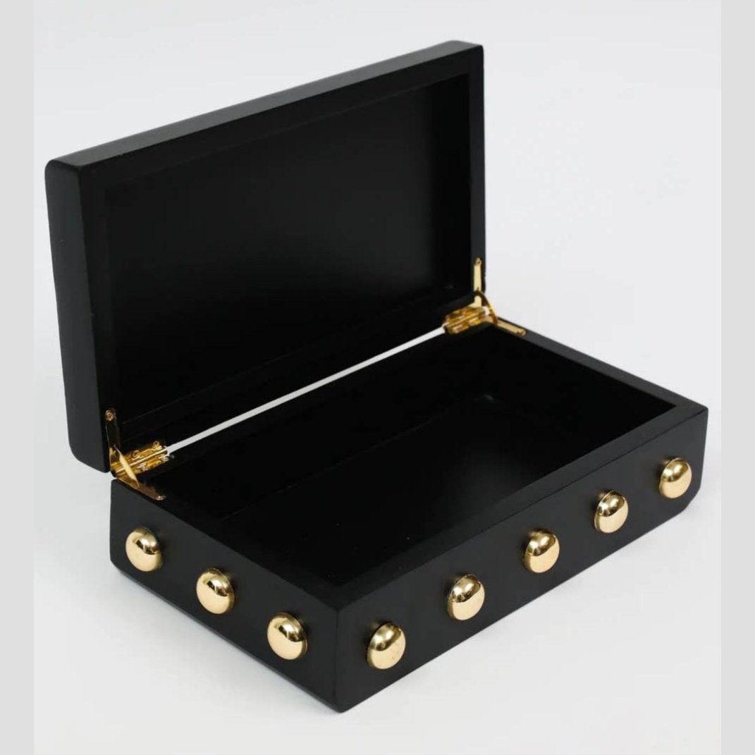 Gold Studded Decorative Box/Comes in 2 colors - Exquisite Designs Home Décor 